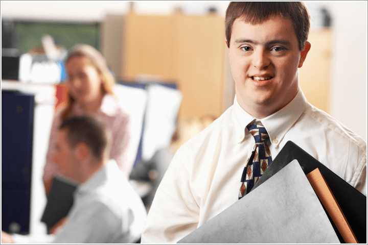 man with folders at work